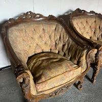 Poltrone vintage anni ‘20 in broccato e velluto