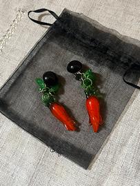 Vintage Orecchini Carota In Vetro Nuovi