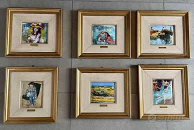 Set di 6 Quadri su Ceramica Smaltata 33,5 x 31 cm