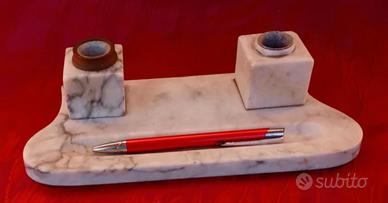 Antico calamaio doppio di marmo di Carrara 