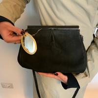 Borsa vintage SCAMPATI in pelle scamosciata nera