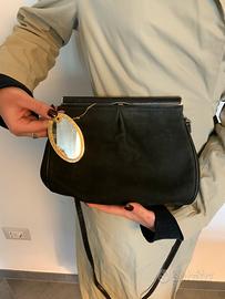 Borsa vintage SCAMPATI in pelle scamosciata nera