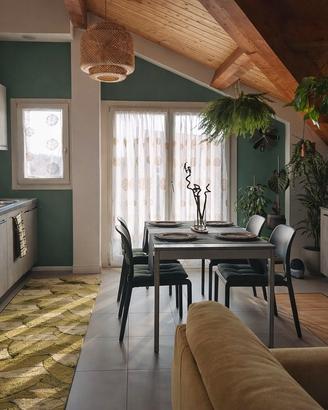 Tavolo allungabile moderno effetto pietra + 8 sedi
