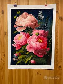 Arazzo ricamato a mano su tela di cotone