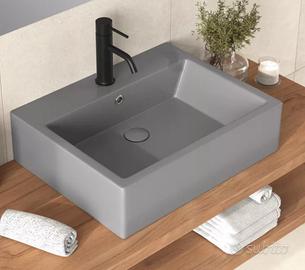 Lavabo d’appoggio in ceramica grigio