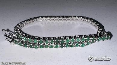 BRACCIALE TENNIS ORO 18kt. CON SMERALDI NATURALI