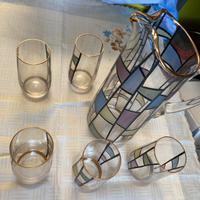 Set bicchieri vintage vetro decorato stile mosaico