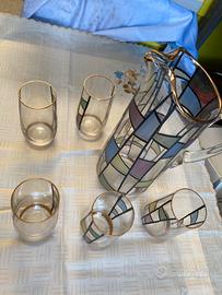 Set bicchieri vintage vetro decorato stile mosaico