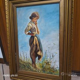 Olio su tela, copia F. Palizzi, Ragazza pomeiana