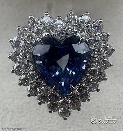 ANELLO IN ORO 18kt.CON DIAMANTI E ZAFFIRO CUORE