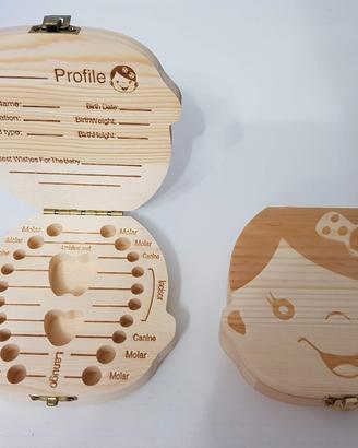 Scatola in legno per dentini da latte bambina