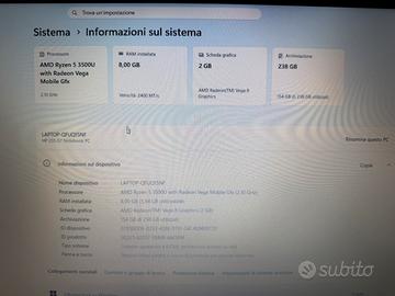 HP 255 G7 ryzen 5 3500U with Radeon Vega MobileGfx