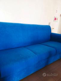 Divano letto 3 posti in alcantara blu – piazza e m
