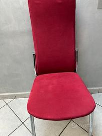 🪑 🪑 8 sedie rosse imbottite – struttura cromata
