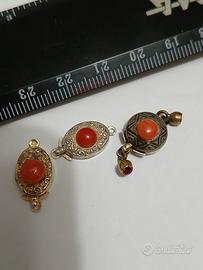 3 chiusure argento 800 e corallo