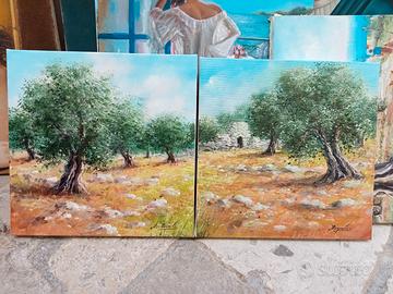 Coppia quadri 30x30 cm Olio su tela "Salento"