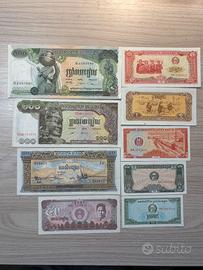 n.9 Banconote della Cambogia anni 70-80-90