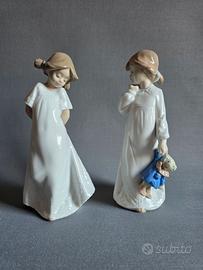 Coppia statuette NAO Lladrò porcellana bimbe