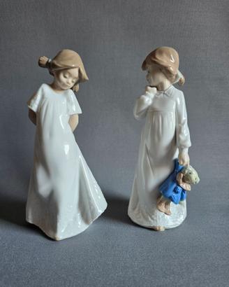 Coppia statuette NAO Lladrò porcellana bimbe