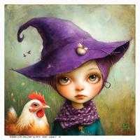 Opera di NYX "Bimba con gallina"