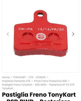 Pastiglie freno posteriori tonykart nuove