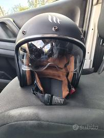 casco jet MT Helmets nero opaco + occhiali vintage