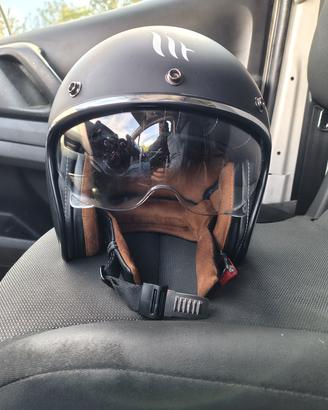 casco jet MT Helmets nero opaco + occhiali vintage