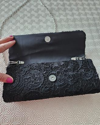 Pochette donna in pizzo nero 