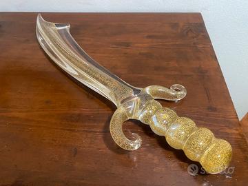 Scultura Vetro Cristallo Oro 24k VILCA Italia 56cm