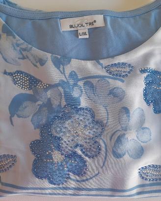 T-shirt donna TG. L/LX col celeste 