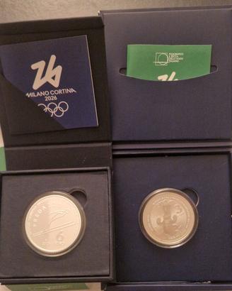italia due monete da 3 e 6 euro in argento puro