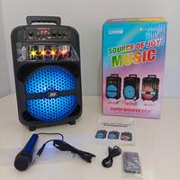 Cassa bluetooth portatile karaoke 1200 watt pmpo 