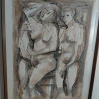 Quadro dipinto Carra' China e tempera su carta