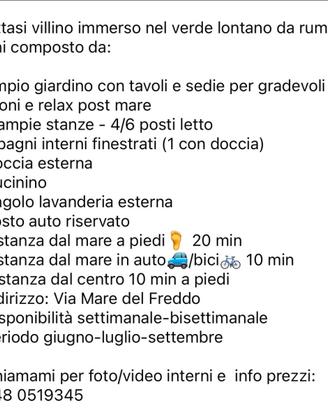 Si fitta  settembre villino Castellaneta Marina
