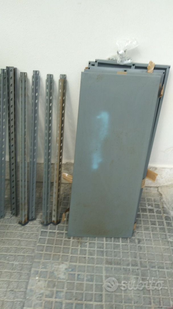 Easy scaffale metallico libreria cromata con 4 ripiani bianchi