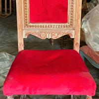 Sedie/Poltrone antiche in legno e velluto rosso