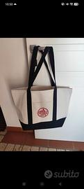 Borsa Trader Joe's blu e bianca 