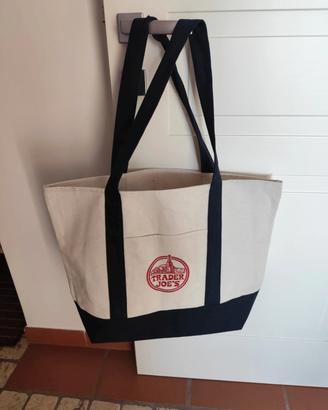 Borsa Trader Joe's blu e bianca 