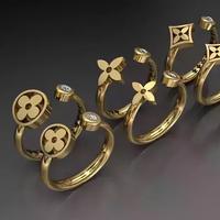 anello design argento925 oro 18kt quadrifoglio