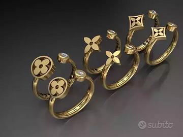 anello design argento925 oro 18kt quadrifoglio