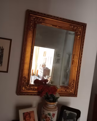 Settimino 5 Cassetti Legno + Specchiera OroBarocco