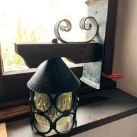 N.5 Applque in ferro battuto legno e vetro vintage