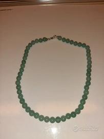 collana Giada naturale 8,5 mm Argento 925 cm 43