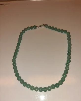 collana Giada naturale 8,5 mm Argento 925 cm 43