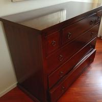 comò +coppia comodini in noce 