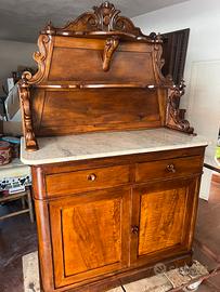 Credenza antica con marmo Luigi Filippo fine 800