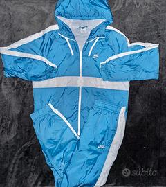 Tuta Acetata Y2K Vintage Originale Bianco Celeste