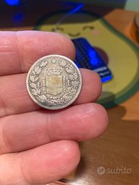1 lira Umberto 1, argento Regno d’Italia originale