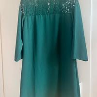 Abito verde scuro xs con pizzo e manica tre quarti