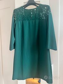 Abito verde scuro xs con pizzo e manica tre quarti